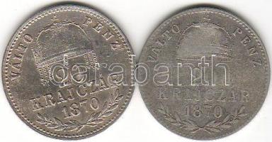 1870GY.F. 20kr T:3 +1870K.B. 20kr  T:4 ezüst RR!!