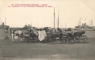 Dakar, Les Passagers et les nombreux Paquebots en Rade / harbour, horse-drawn carriages, steamships
