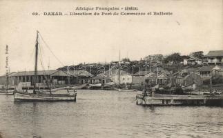 Dakar, Direction du Port de Commerce et Batterie / harbour, sailboats (EB)
