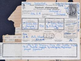 Vegyes kis papírrégiség tétel: táviratok, kézbesítési ív (1869), stb., összesen 6 db