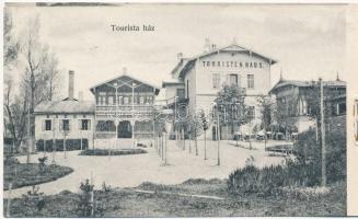 1905 Késmárk, Kezmarok; Késmárk a 17. században. leporellólap, belül 7 képpel: régi és új evangéliku...