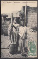 1908 Saint-Louis, Pileuses de Couscous / children making couscous, folklore. TCV card (EK)