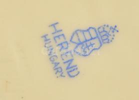 Herendi "Mi a dohány lelkét adja, Nikotexben minde megkapja" feliratú porcelán hamutál, 11...