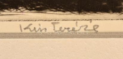 Kiss Terézia (1928- ):Alkonyat a Dunán. Rézkarc, papír, jelzett, paszpartuban, 16×20 cm