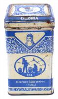 Szent István cikória kávé fém doboz, kopásnyomokkal, m: 14 cm