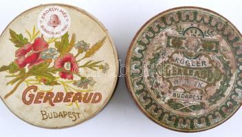 3 db papír és fém Gerbaud Kugler doboz, kopásokkal, d: 7,5 és 13 cm