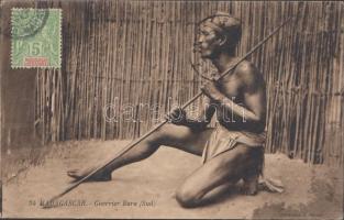Madagaszkári folklór. TCV card, Guerrier Bara / Bara warrior, Madagascar folklore. TCV card