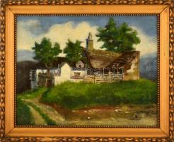 Kerényi jelzéssel: Ház a dombtetőn. Olaj, vászon, keretben, 42×54 cm