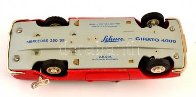 cca 1970 Mercedes 250 SE felhúzhatós játékautó, jelzett (Schuco Girato 4000), műanyag, letört emblém...