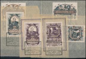 11 féle magyar levélzáró bélyeg, több példányban, ívekben, csíkokban, stecklapokon és anélkül