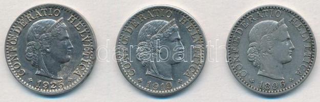 Svájc 1896B 20R Ni + 1919B 20R Ni + 1925B 20R Ni T:1--2-
Switzerland 1896B 20 Rappen Ni + 1919B 20 ...