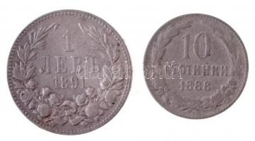 Bulgária 1888. 10s Cu-Ni + 1891. 1L Ag T:2-,3 patina
Bulgaria 1888. 10 Stotinki Cu-Ni + 1891 1 Lev ...