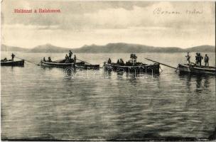 Balaton, Halászat a Balatonon, halászok. Divald Károly 1060.-1908. (EK)