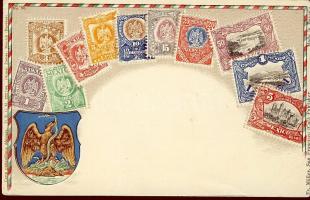 Stamps of Mexico, coat of arms, Emb. litho (pinholes)