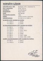 Horváth Gábor olimpiai bajnok kajakozó aláírása őt ábrázoló fotólapon