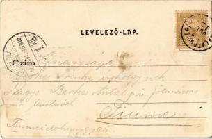 1902 Siófok, Halászat a Balatonon I. A halászok kivonulása, gőzhajó. Kiadja Ellinger Ede cs. és kir....