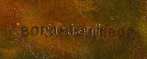 Boromisza jelzéssel: Esti utca részlet. Olaj, karton (hibás), keretben, 76×52 cm