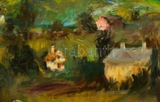 Iványi jelzéssel: Házak a hegyoldalon. Olaj, vászon, keretben, 79×58 cm