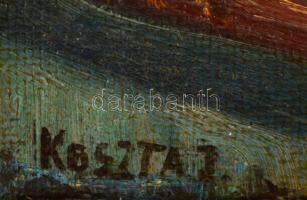 Koszta jelzéssel: Virágcsendélet könyvekkel. Olaj, karton, keretben, 37×27 cm