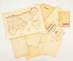 1956-1958 Vegyes megye térkép tétel, 11 db, közte két Somogy térképpel.+ Valamint egy Veszprém és egy Székesfehérvár térkép. Változó állapotban, részben hajtások menti szakadásokkal.