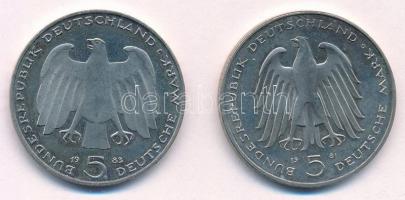 NSZK 1981G 5M Cu-Ni "Carl von Stein halálának 150. évfordulója" + 1983J 5M Cu-Ni "Kar...
