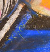 Scheiber jelzéssel: Kalapos férfi fej. Pasztell, papír, 42×30 cm