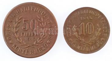 Kenyérmező / Hadifogolytábor 1915. 10f Cu + 50f Cu T:1- / 
Hungary / Kenyérmező / POW camp 1915. 10...