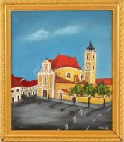 Balog Marianna (1967-): Győr, Karmelita templom. Olaj, vászon, jelzett, keretben, 33×27 cm