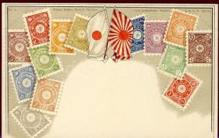 Stamps of Japan, flags, Emb. litho (pinholes)