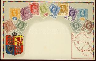 Stamps of Ceylon, coat of arms, golden decoration, litho