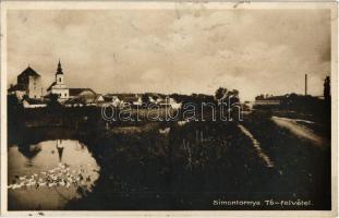 1929 Simontornya, Tó, templom. Gottlieb Sándor és fia kiadása. Linz Vilmos felvétele (fl)