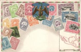 Stamps of Mexico, coat of arms, Emb. litho (EK)