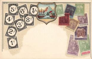 Stamps of Trinidad, golden decoration, Emb. litho (pinholes)