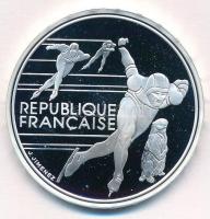 Franciaország 1990. 100Fr Ag "Téli olimpia - gyorskorcsolyázása" eredeti tokban, sorszámoz...