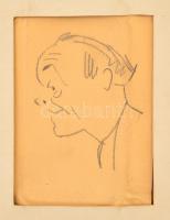 Kontuly jelzéssel: Férfi fej (karikatúra 1938). Ceruza, papír, 15×10 cm