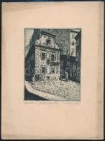 Olvashatatlan jelzéssel: Bécs, Mölker Bastei, rézkarc, papír, 10,5×8 cm