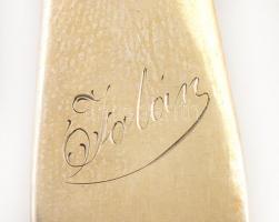 Ezüst (Ag.) villa (6 db), gravírozott "Jolán" felirattal, jelzett, h:21 cm (6×), nettó:442...