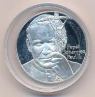 Ausztria 1983. II. János Pál pápa látogatása jelzett Ag emlékérem kapszulában (~15g/0.925/33mm) T:PP fo. Austria 1983. Visit of Pope John Paul II hallmarked Ag commemorative medal in capsule (~15g/0.925/33mm) C:PP spots