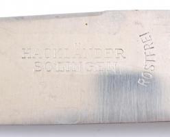 Ezüst (Ag.) nyelű kés készlet (6db), jelzett, Hacklander Solingen pengékkel, egy db kimozdult a nyel...