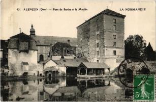 Alencon, Normandie, Pont de Sarthe et le Moulin / bridge, watermill, river. TCV card