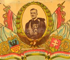 1936 Szolgálati időm emlékére. Katonai emléklap Horthy Miklós képével. Nagyméretű, igényes, üvegezet...