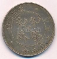 Kína 1908. 1$ Ag "Tai-Ching-Ti-Kuo Silver Coin" T:2- forrasztás nyom
China 1908. 1 Dollar...