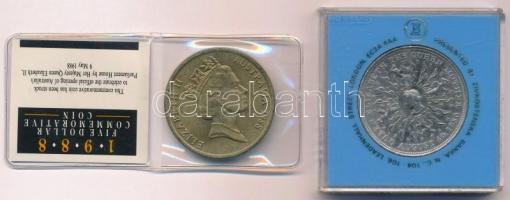 Vegyes: Ausztrália 1988. 5D Al-Br "II. Erzsébet / Parlament" + Nagy Britannia 1980. 25p Cu...