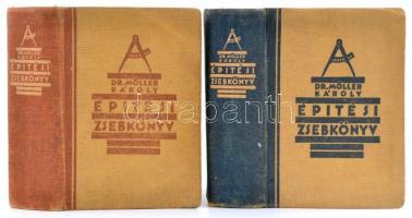 Möller Károly: Építési zsebkönyv. 1-2. Bp., 1934-1935, szerzői. Kicsit kopott vászonkötésben, jó állapotban.