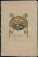 cca 1910 Katona kitüntetésekkel, kép szecessziós dísztokban, 22×15 cm