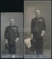 cca 1900 Katonai műtermi portrék, 6 db, 21×10 és 16×8 cm közötti méretekben