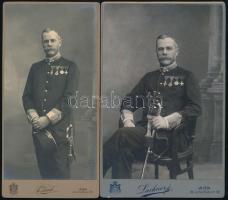 cca 1900 Katonai műtermi portrék, 6 db, 21×10 és 16×8 cm közötti méretekben