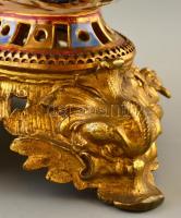 cca 1890 Fischer Budapest, jardiniere, kézzel festett, aranyozott áttört porcelánfajansz, jelzett  &...