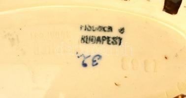 cca 1890 Fischer Budapest, jardiniere, kézzel festett, aranyozott áttört porcelánfajansz, jelzett  &...