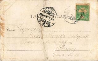 1908 Szenc, Szempcz, Senec; Alsó Hosszú utca, piaci árusok, Felső Hosszú utca, Templom, Pályaudvar, ...